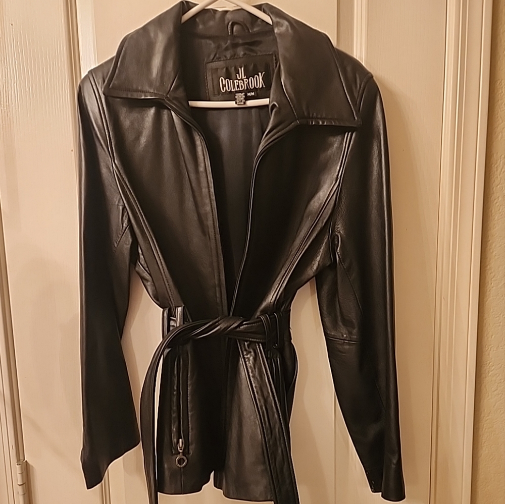 Black leather jacket M J.L Colebrook. Dressy,business attire or stylish casual